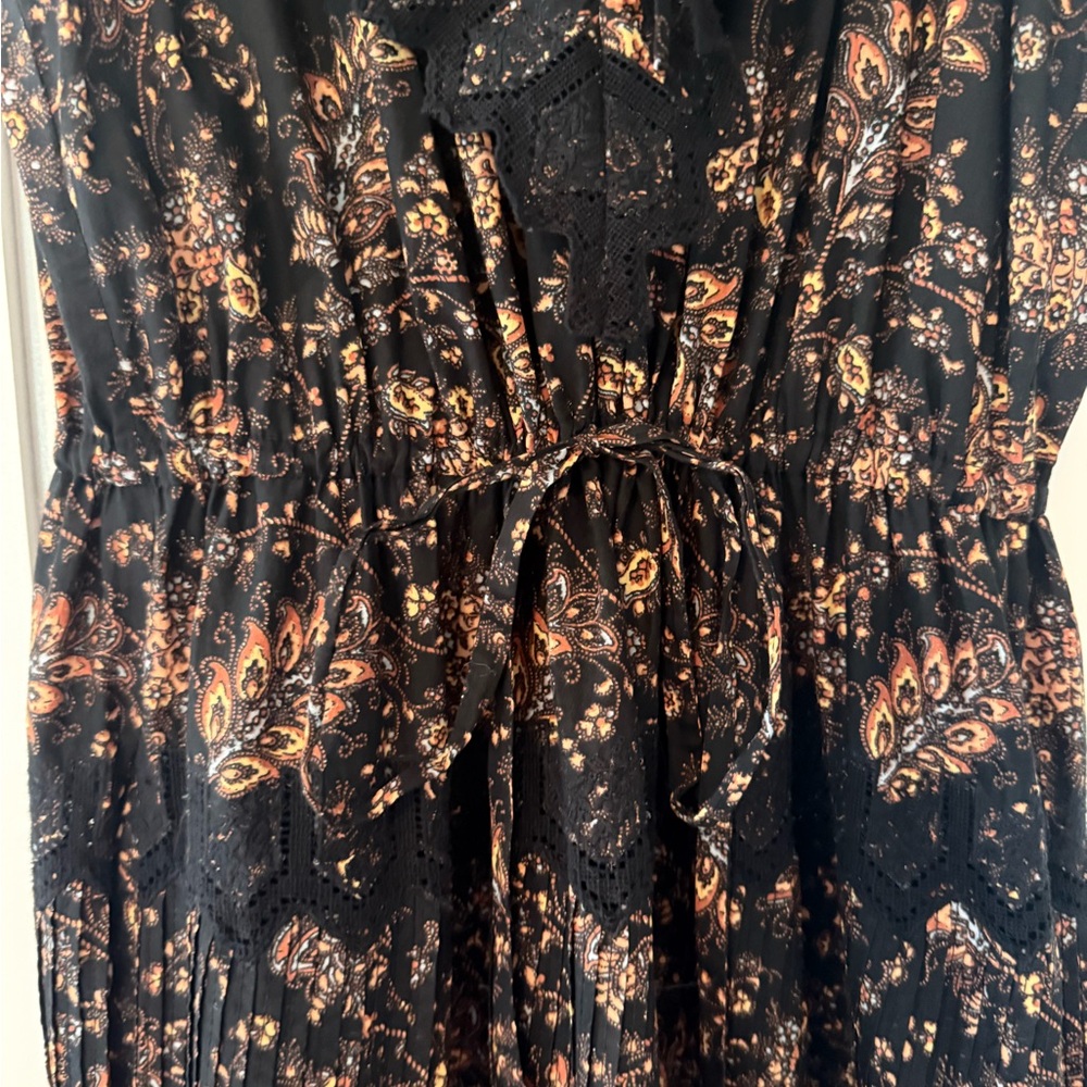 Ulla Johnson Black and Brown Floral Midi Dress - Picture 7 of 14